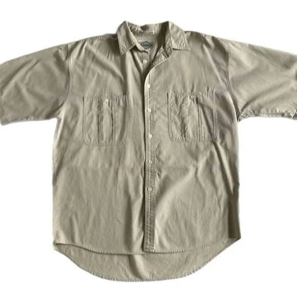Levi's Vintage Diamond Label Neutral Tan Short Sleeve Button Down (read) - Picture 9 of 13